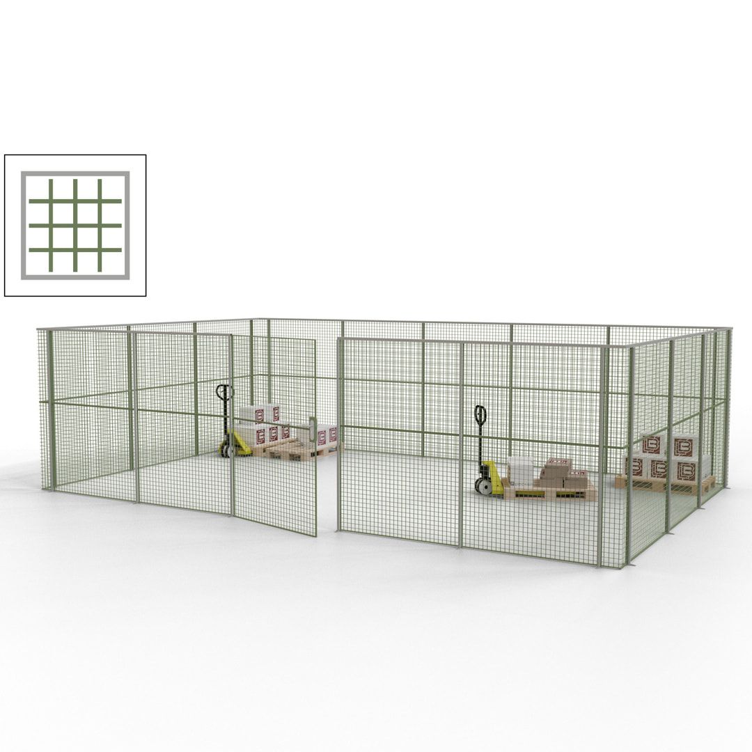 Maschinen Schutzgitter - Hallentrennwand - Sicherheitszaun - Tür - 22 m - 2.200 x 7.900 x 4.900 mm (HxBxT) - enzianblau