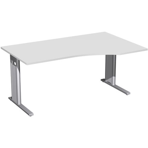 Eckschreibtisch, Ecke rechts, Füße einseitig verkürzt, C-Fuß Pro, 720 x 1.600 x 1.000 mm (HxBxT), Gestell silber, Dekor Ahorn