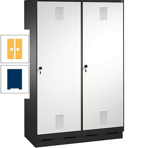 Doppel-Spind, Garderobenschrank, 2 Türen für 4 Abteile a 300 mm, Korpus anthrazitgrau, Türen anthrazitgrau, 1.800 x 1.200 x 500 mm (HxBxT)