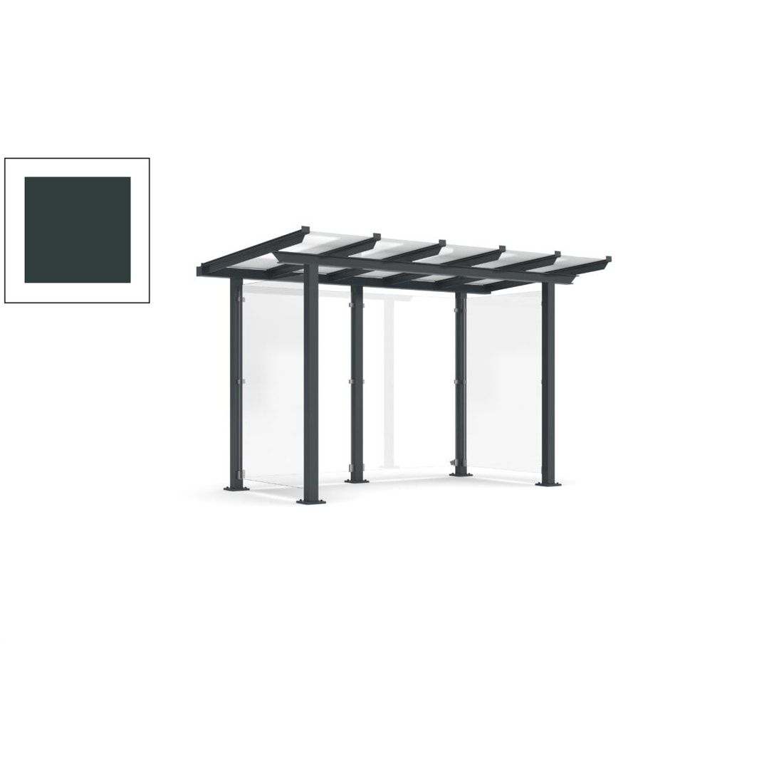 Unterstand mit Pultdach und Sicherheitsglas - feuerverzinkt und farbbeschichtet - 2.435 x 3.850 x 2.090 (HxBxT) - Farbe Achatgrau