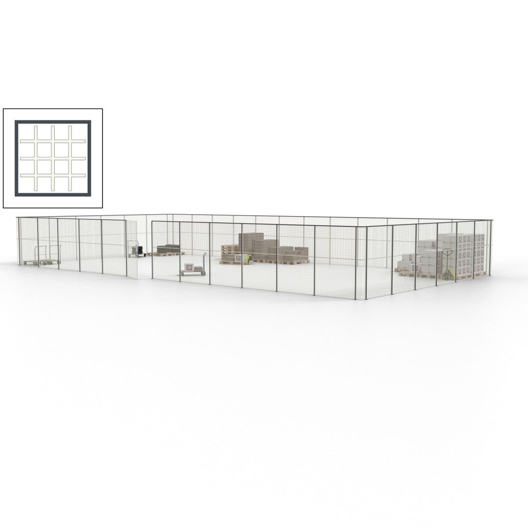 Maschinen Schutzgitter - Hallentrennwand - Sicherheitszaun - Tür - 54 m - 2.200 x 18.400 x 9.400 mm (HxBxT) - enzianblau
