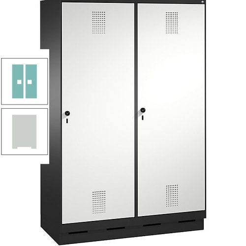 Doppel-Spind, Garderobenschrank, 2 Türen für 4 Abteile a 300 mm, Korpus anthrazitgrau, Türen anthrazitgrau, 1.800 x 1.200 x 500 mm (HxBxT)