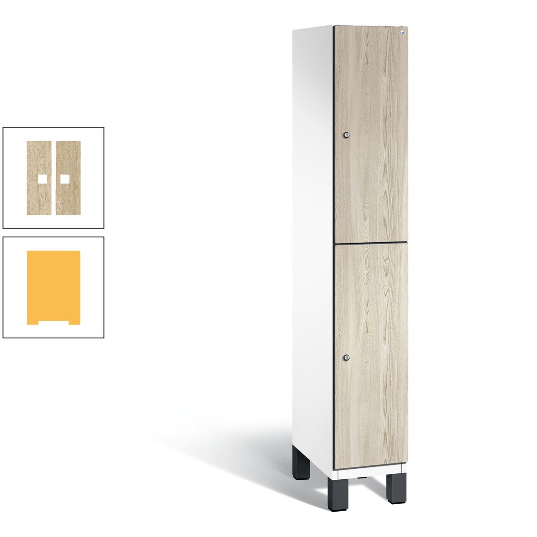 Fächerschrank, Garderobenschrank, mit Füßen, 1 Abteile, 1.980 x 300 x 525 mm (HxBxT), Korpus anthrazitgrau, Tür Donau-Ahorn