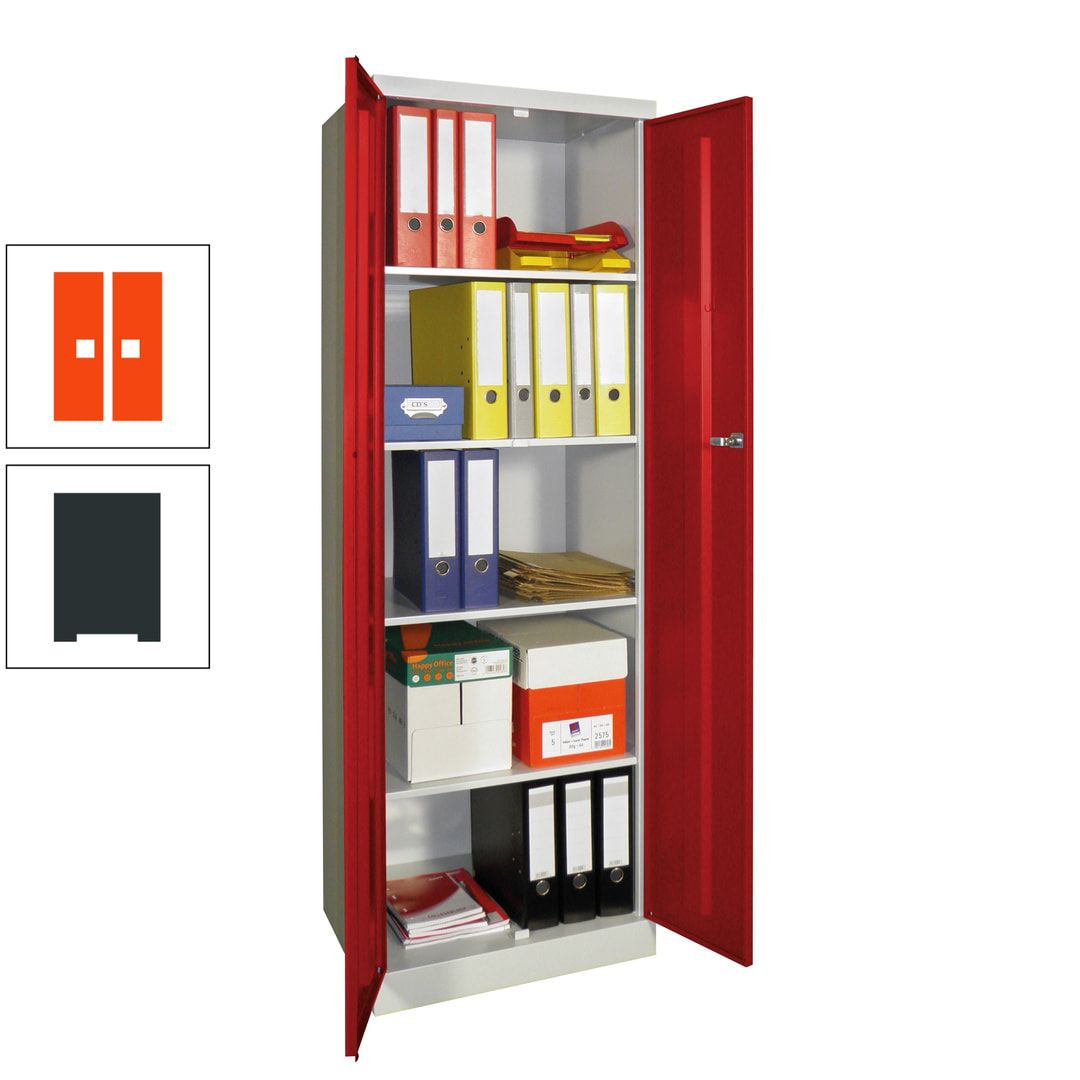 Aktenschrank - Sockel - 4 Böden - 1.800x600x500 mm (HxBxT) - Zylinderschloss - anthrazitgrau