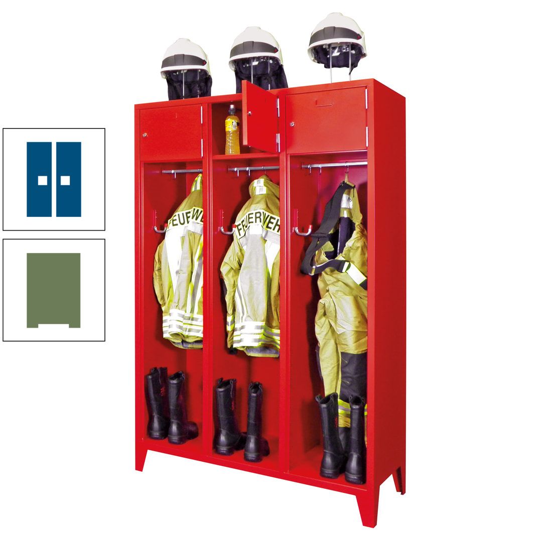 Feuerwehrschrank - 2 Abteile - Ablagefach mit Tür, Etikettenrahmen - 2.100 x 830 x 500 mm (HxBxT) - anthrazitgrau