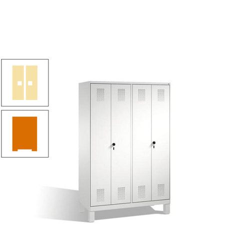 Doppel-Spind, Doppeltüren, Garderobenschrank mit Füßen, 4 Abteile a 300 mm, Korpus anthrazitgrau, Tür anthrazitgrau, 1.850 x 1.200 x 500 mm (HxBxT)