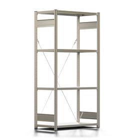 Fachbodenregal mit Tiefenriegel - 150 kg - 2.000 x 1.005 x 500 mm (HxBxT) - verzinkt 4 Böden - Steckregal, Haushaltsregal, Lagerregal, BERT