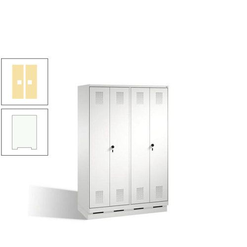 Doppel-Spind, Doppeltüren, Garderobenschrank mit Sockel, 4 Abteile a 300 mm, Korpus anthrazitgrau, Tür anthrazitgrau, 1.800 x 1.200 x 500 mm (HxBxT)