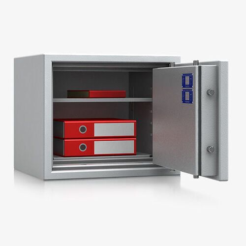 Dokumententresor, Geldschrank, Safe, VdS Klasse 2, 60 Minuten feuerfest, Türen 1-flügelig, Höhe wählbar, 595 x 497 mm (BxT), Farbe lichtgrau