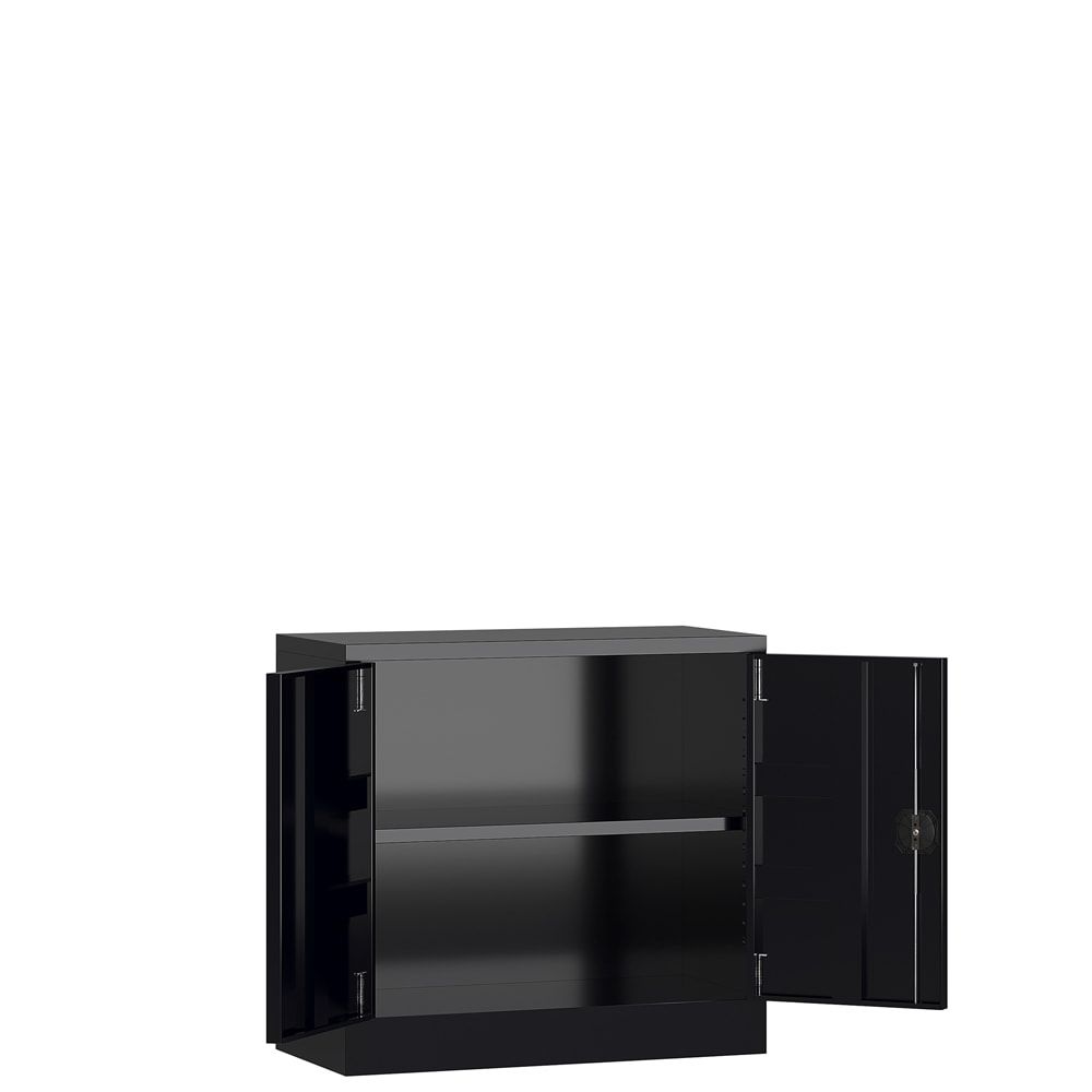 Aktenschrank, Büroschrank, abschließbar, Flügeltüren, 1 Fachboden, 750 x 800 x 380 mm (HxBxT), Stahl, Korpus und Türen lichtgrau