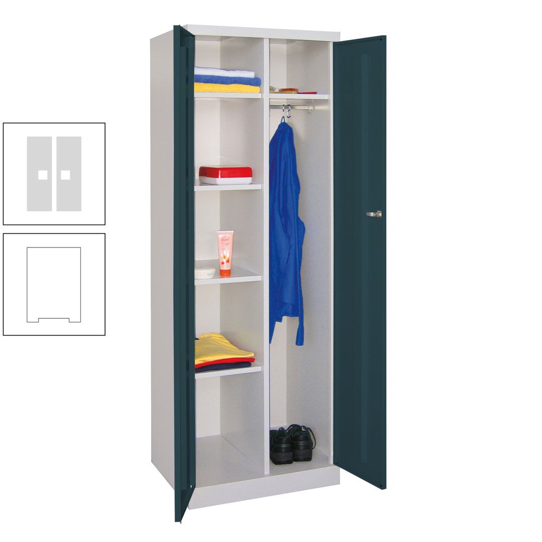 Kleiderschrank mit Sockel - Spind - 1 Abteil mit Trennwand - 1.800x600x500 mm (HxBxT) - Zylinderschloss - anthrazitgrau