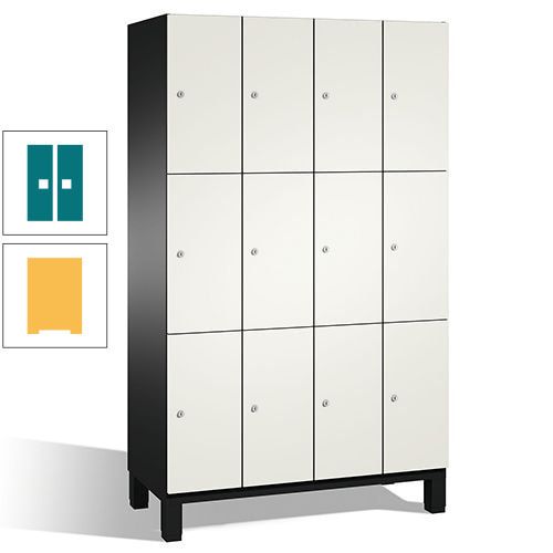 Fächerschrank, Stahlschrank, 12 Fächer, Türöffnungsbegrenzer, mit Füßen, Korpus lichtgrau, Tür anthrazitgrau, 1.980 x 1.200 x 525 mm (HxBxT)