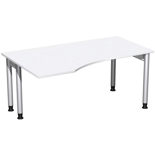 Eckschreibtisch, Ecke links, Füße einseitig verkürzt, 4-Fuß Pro, höhenverstellbar, 680-800 x 1.600 x 1.000 mm (HxBxT), Dekor Ahorn