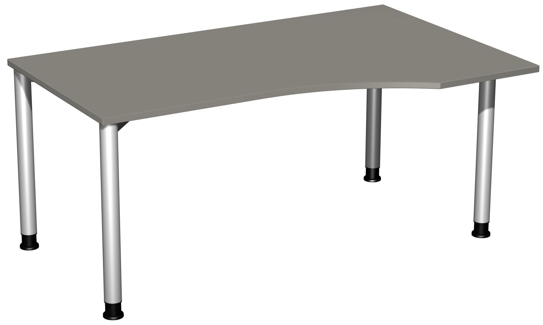Eckschreibtisch mit einseitig verkürzten Füßen, 4-Fuß Flex, Ecke rechts, Höhe 680-800 mm, 1.600 x 1.000 mm (BxT), Gestell anthrazit, Ahorn