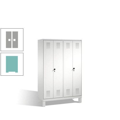 Doppel-Spind, Doppeltüren, Garderobenschrank mit Füßen, 4 Abteile a 300 mm, Korpus anthrazitgrau, Tür anthrazitgrau, 1.850 x 1.200 x 500 mm (HxBxT)