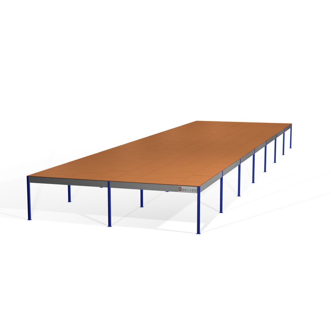 Lagerbühne - 2.100 x 10.000 x 10.000 mm (HxBxT) - 250 kg/qm - mit Böden - Perlweiß (RAL 1013)