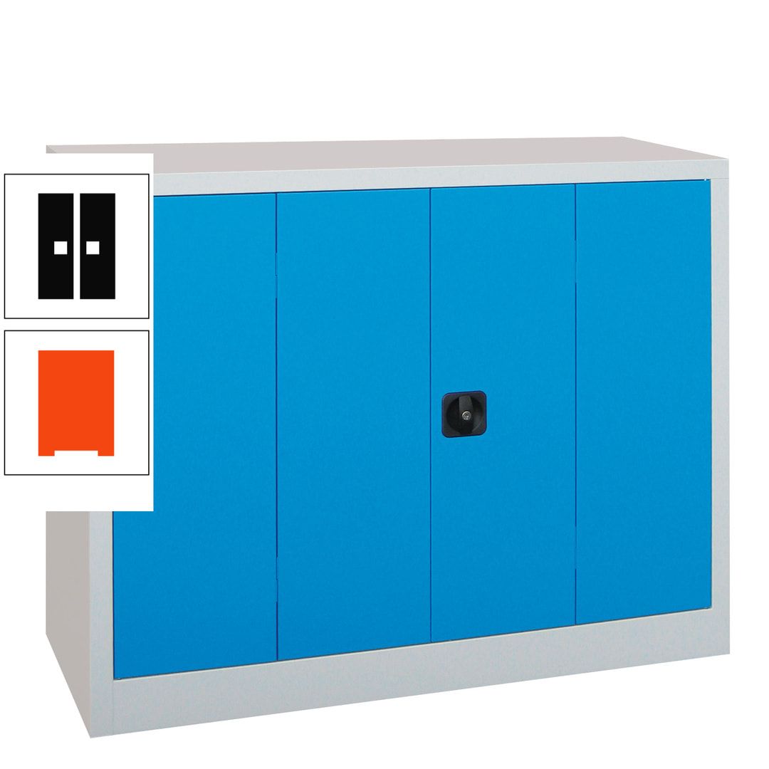 Falttürenschrank - 1.000x1.200x400 mm (HxBxT) - 2 Einlegeböden, gepulvert - Zylinderschloss - anthrazitgrau