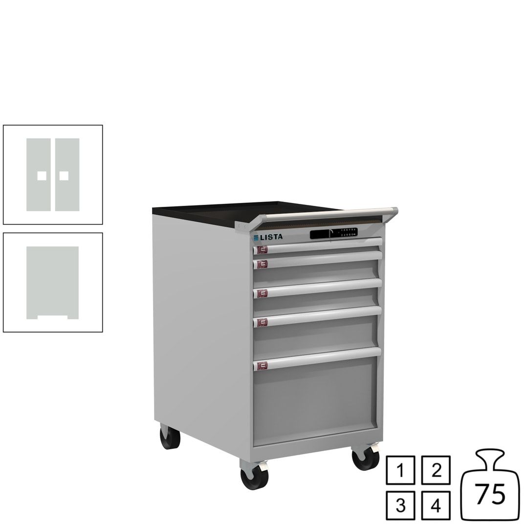 Lista Schubladenschrank - 14.374.010 - 990 x 564 x 725 mm (HxBxT) - 5 Schubladen - 75 kg - Key Lock - lichtblau (RAL 5012)