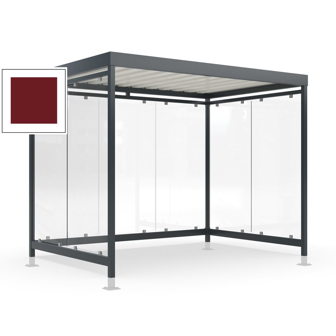 Raucherunterstand mit Überpflasterung, fertig montiert, Fahrgastunterstand, Bushaltestelle, 2.440 x 3.180 x 2.165 mm (HxBxT), 7 Wände, Achatgrau