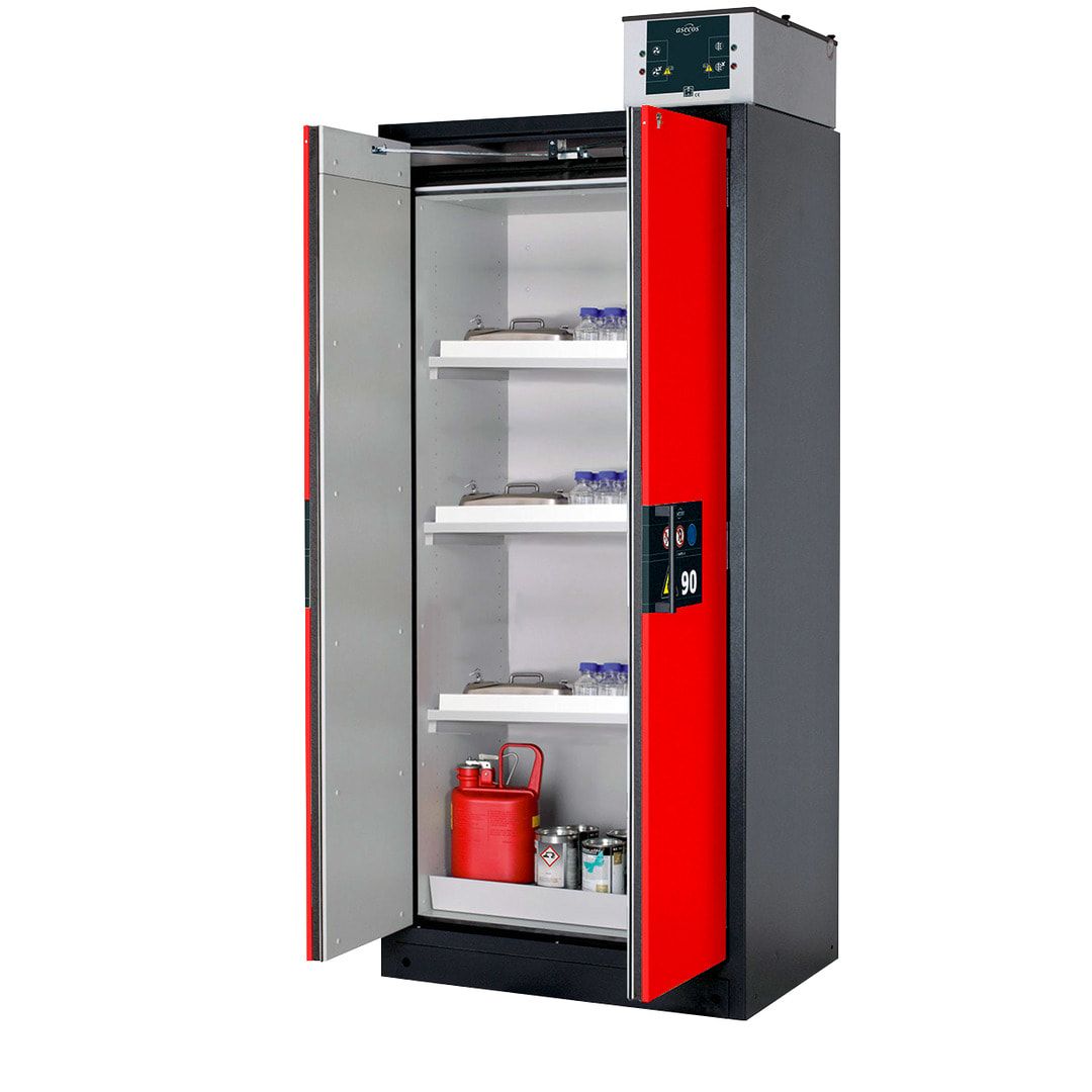 Gefahrstoffschrank - 1.953x893x615 mm - 3 Wannenböden PP - Front enzianblau