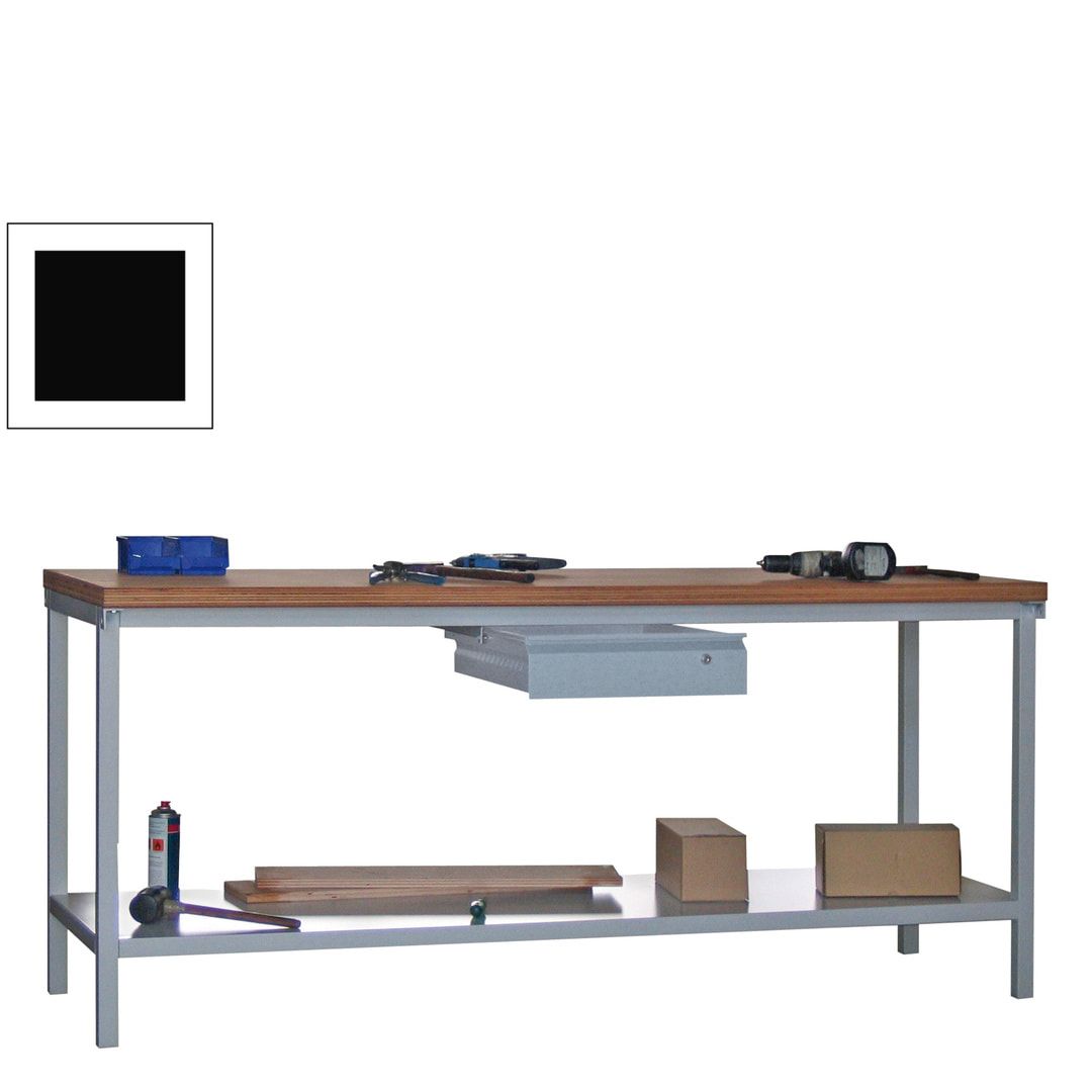 Werkbank mit Ablageboden - 1 Schublade - 900 x 2.000 x 700 mm (HxBxT) - Traglast 1.400 kg - anthrazitgrau