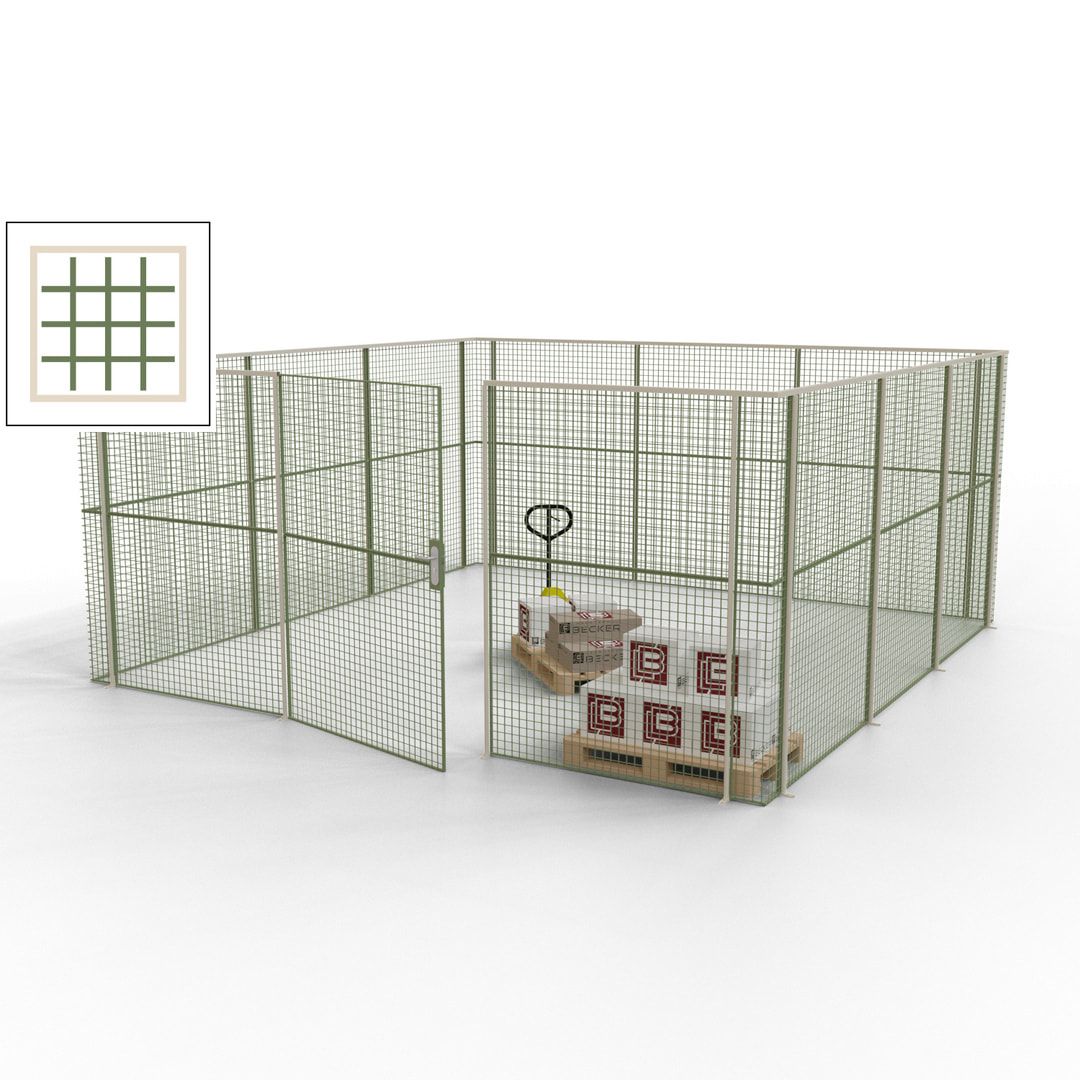 Maschinen Schutzgitter - Hallentrennwand - Sicherheitszaun - Tür - 18 m - 2.200 x 4.900 x 4.900 mm (HxBxT) - enzianblau