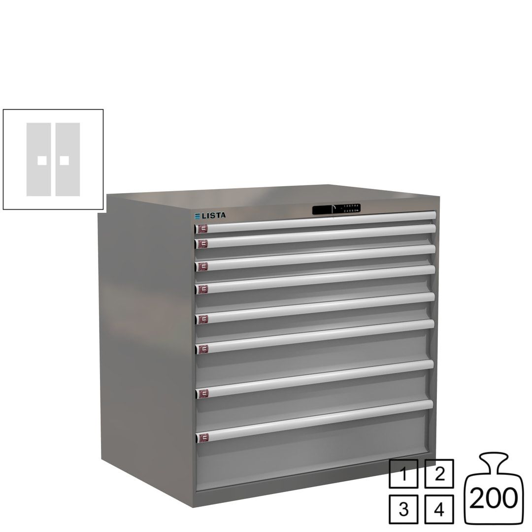 Lista Schubladenschrank - 12.541.010 - 1.000x1.023x725 mm (HxBxT) - 8 Schubladen - 200 kg - Key Lock - lichtblau (RAL 5012)