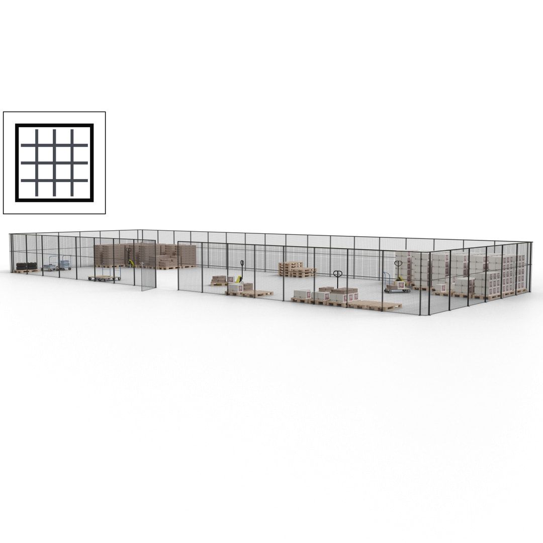 Maschinen Schutzgitter - Hallentrennwand - Sicherheitszaun - Tür - 69 m - 2.200 x 19.900 x 15.400 mm (HxBxT) - enzianblau