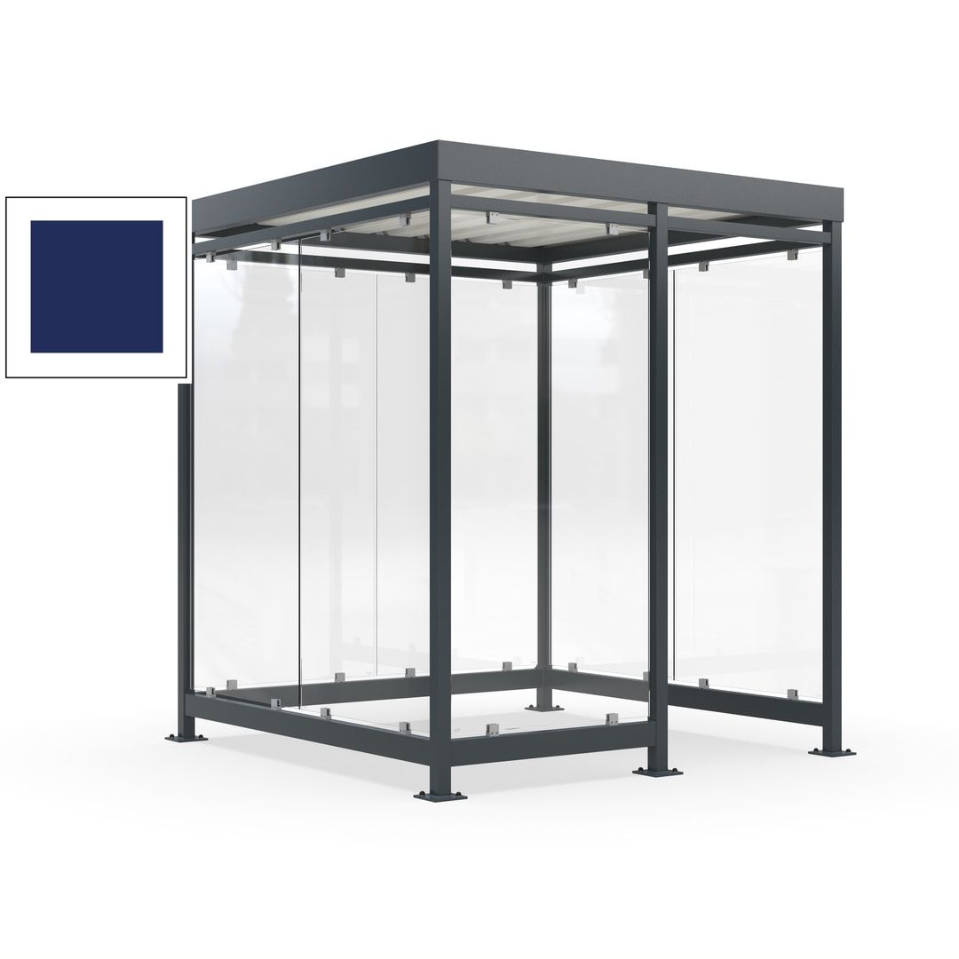 Raucherunterstand, Bushaltestelle, 7 Wände, 6-7 Personen, 2.510 x 2.165 x 2.165 mm (HxBxT), Farbe Achatgrau