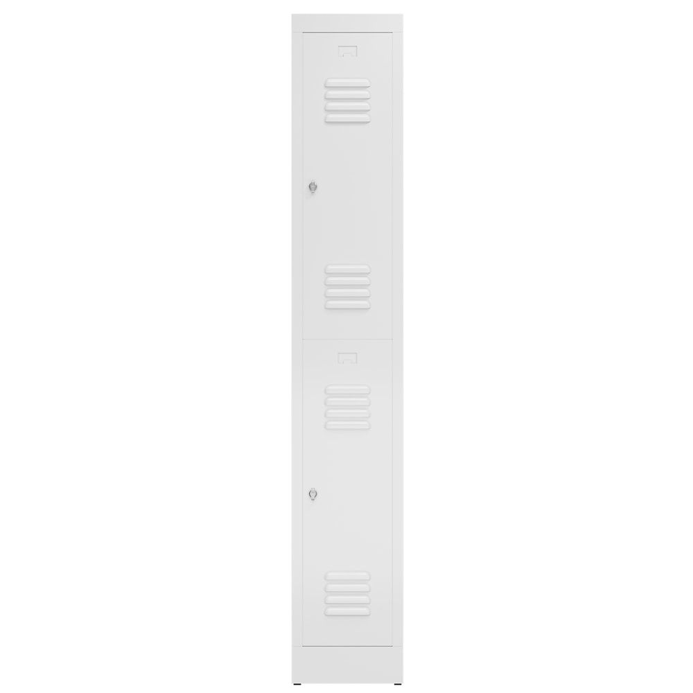 Garderobenschrank, Doppelstockspind, 1 Abteil, 2 Fächer, 1.800 x 310 x 500 mm (HxBxT), Stahl, Drehriegel, Korpus: lichtgrau, Front: anthrazitgrau