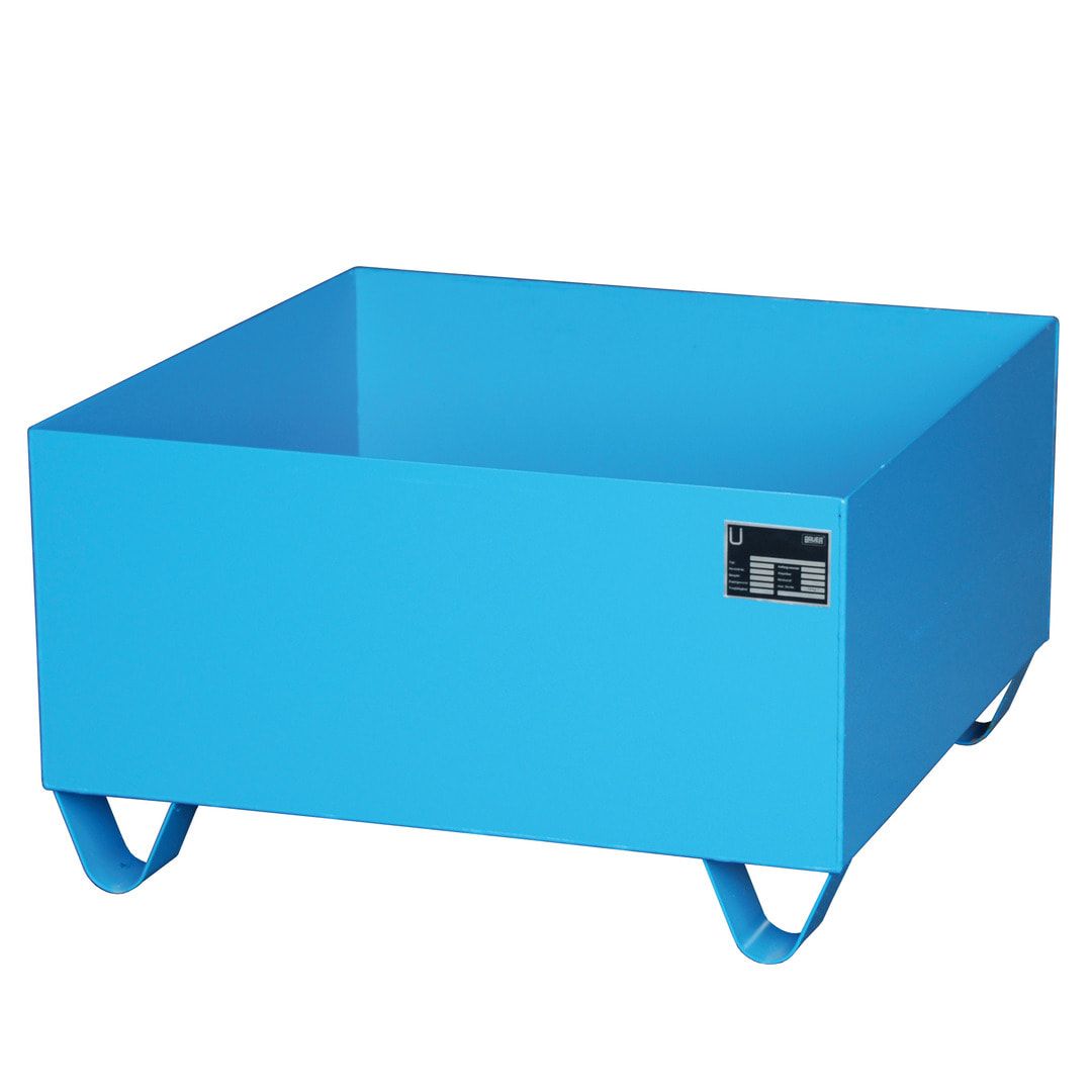 Auffangwanne - 800 x 800 mm (BxT) - 210 l - Füße - feuerrot