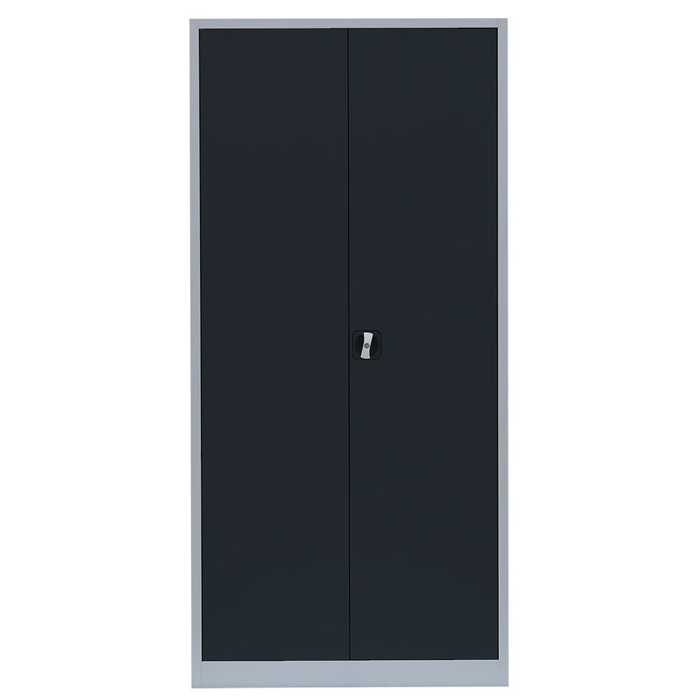 Aktenschrank, Büroschrank, abschließbar, Flügeltüren, 4 Fachböden, 1.950 x 925 x 422 mm (HxBxT), Stahl, Korpus und Türen in enzianblau
