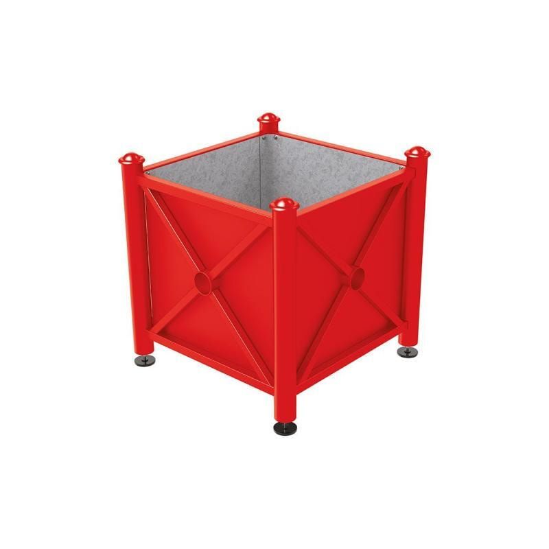 Pflanzbehälter, Stahlblech feuerverzinkt, verstellbare Füße, Innenfach feuerverzinkt, Kopf Agora, 750 x 800 x 800 mm (HxBxT), enzianblau