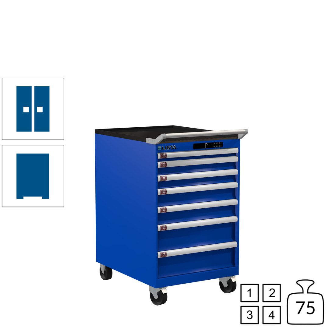 Lista Schubladenschrank - 14.372.010 - 990 x 564 x 725 mm (HxBxT) - 7 Schubladen - 75 kg - Key Lock - lichtblau (RAL 5012)