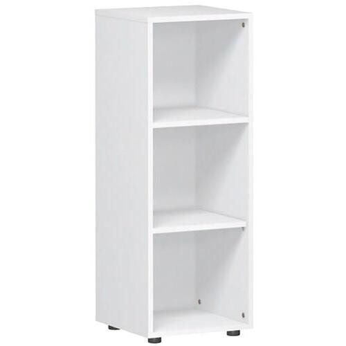 Büroregal, System Flex, höhenjustierbare Standfüße, 3 OH, Dreischichtfeinspanplatte, Melaminharzbeschichtung, 400 x 400 x 1.104 mm (HxBxT), Ahorn