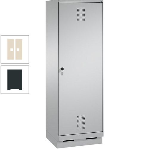 Doppel-Spind, Garderobenschrank, 1 Tür für 2 Abteile a 300 mm, Korpus anthrazitgrau, Türen anthrazitgrau, 1.800 x 600 x 500 mm (HxBxT)