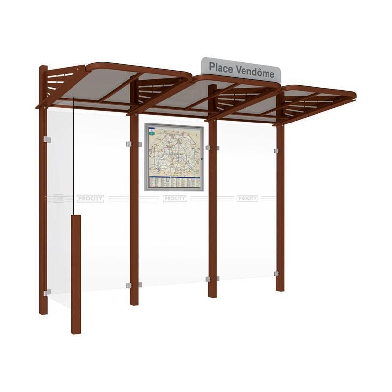 Buswartehalle - Unterstand - modular - Fahrplankasten - Haltestellenschild - Seitenwand links- 2.200 x 3.000 x 1.500 mm (HxBxT) - enzianblau