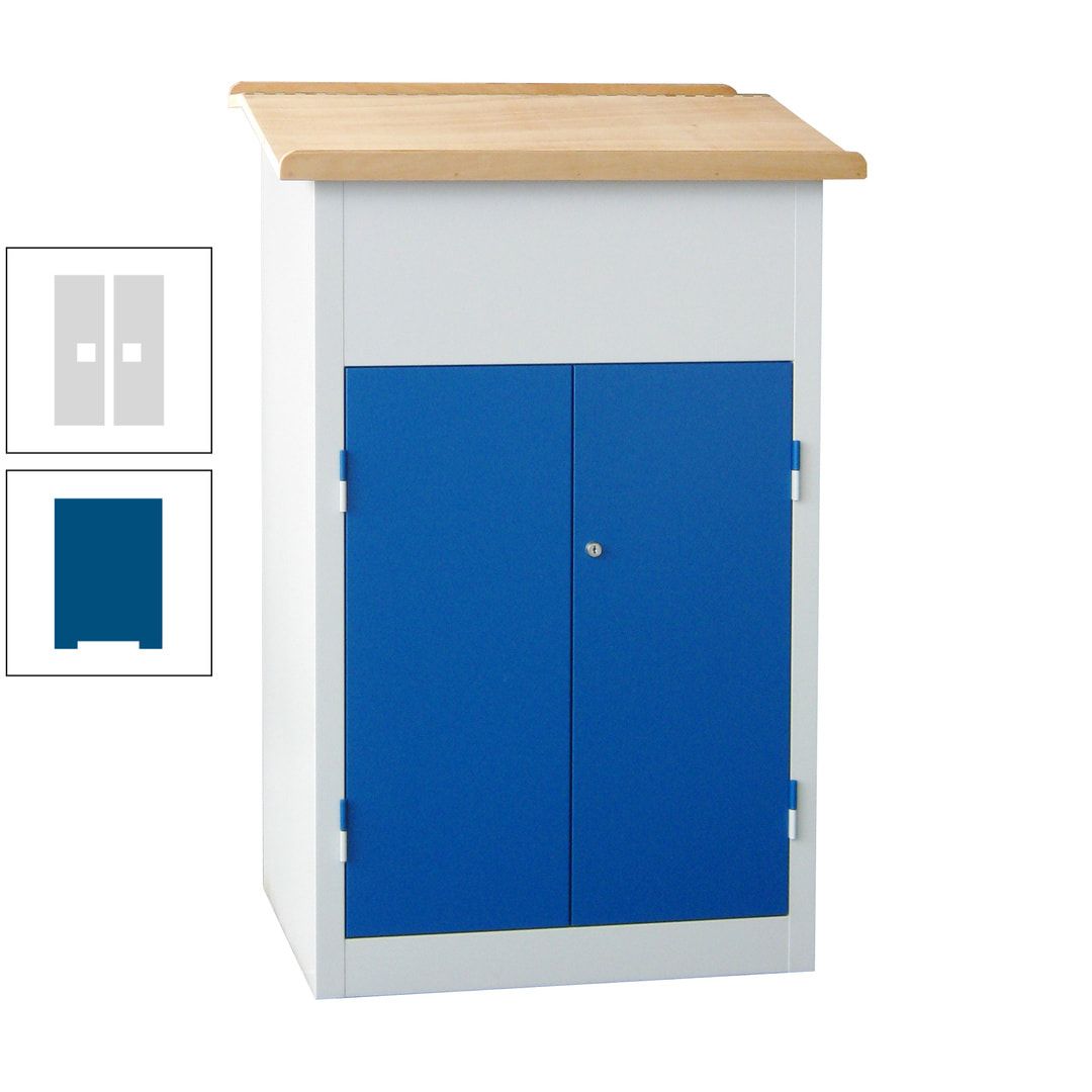 Stehpult mit Schrank - Vollblechtür - Zylinderschloss - 2 Böden - 1.200 x 700 x 600 mm (HxBxT) - anthrazitgrau