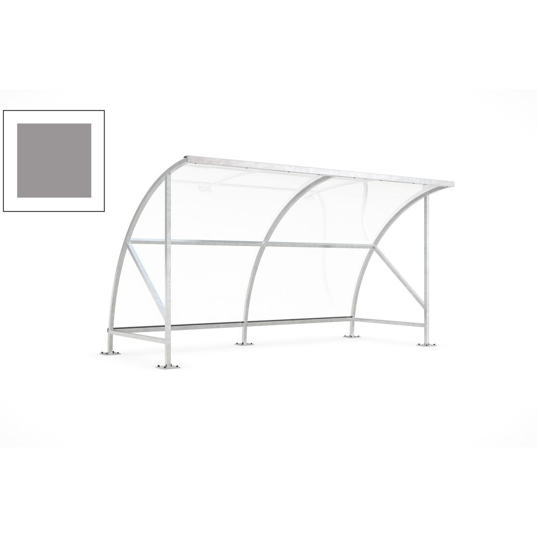 Fahrradunterstand - Fahrradgarage mit Bogendach - Stahl und Kunststoff - 2.290 x 4.130 x 2.100 mm (HxBxT) - Farbe Achatgrau