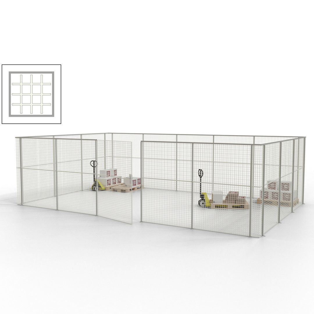 Maschinen Schutzgitter - Hallentrennwand - Sicherheitszaun - Tür - 22 m - 2.200 x 7.900 x 4.900 mm (HxBxT) - enzianblau