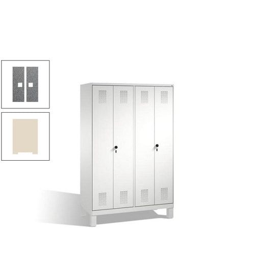 Doppel-Spind, Doppeltüren, Garderobenschrank mit Füßen, 4 Abteile a 300 mm, Korpus anthrazitgrau, Tür anthrazitgrau, 1.850 x 1.200 x 500 mm (HxBxT)
