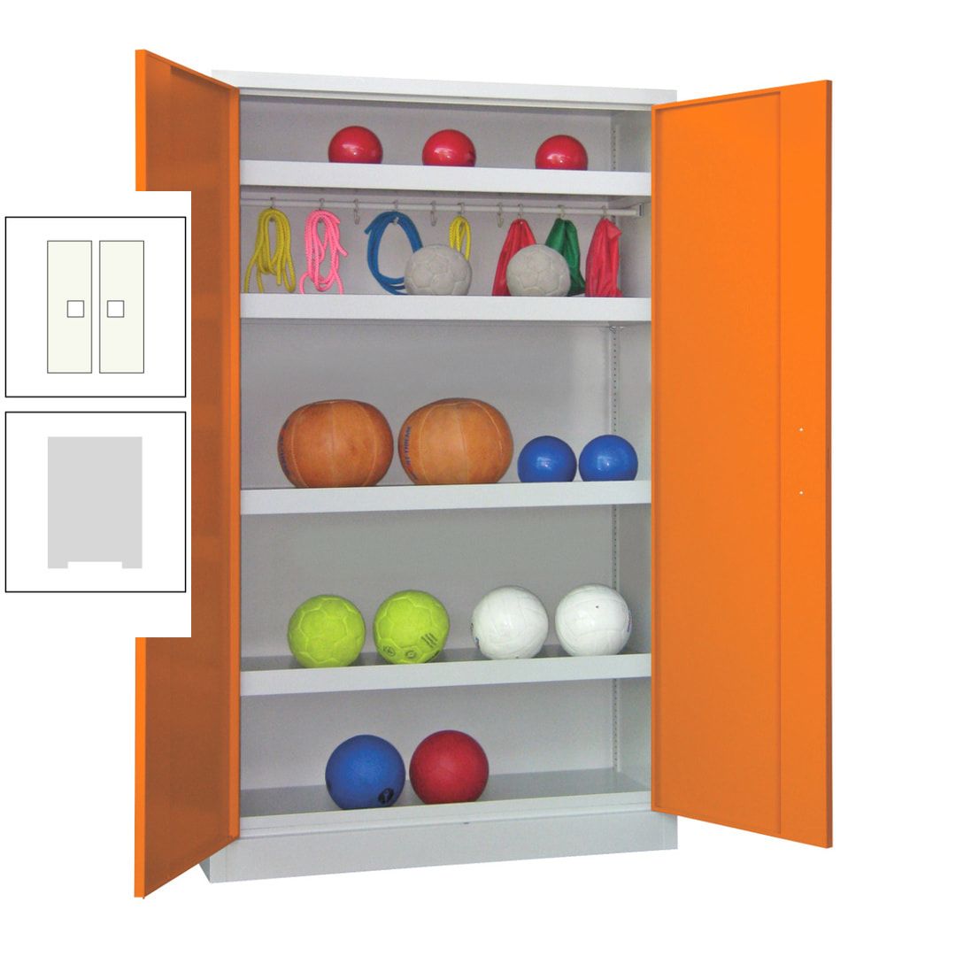 Ballschrank - Vollblechtüren - 4 Böden - 1 Hakenleiste - 1.950x1.200x500 mm (HxBxT) - anthrazitgrau