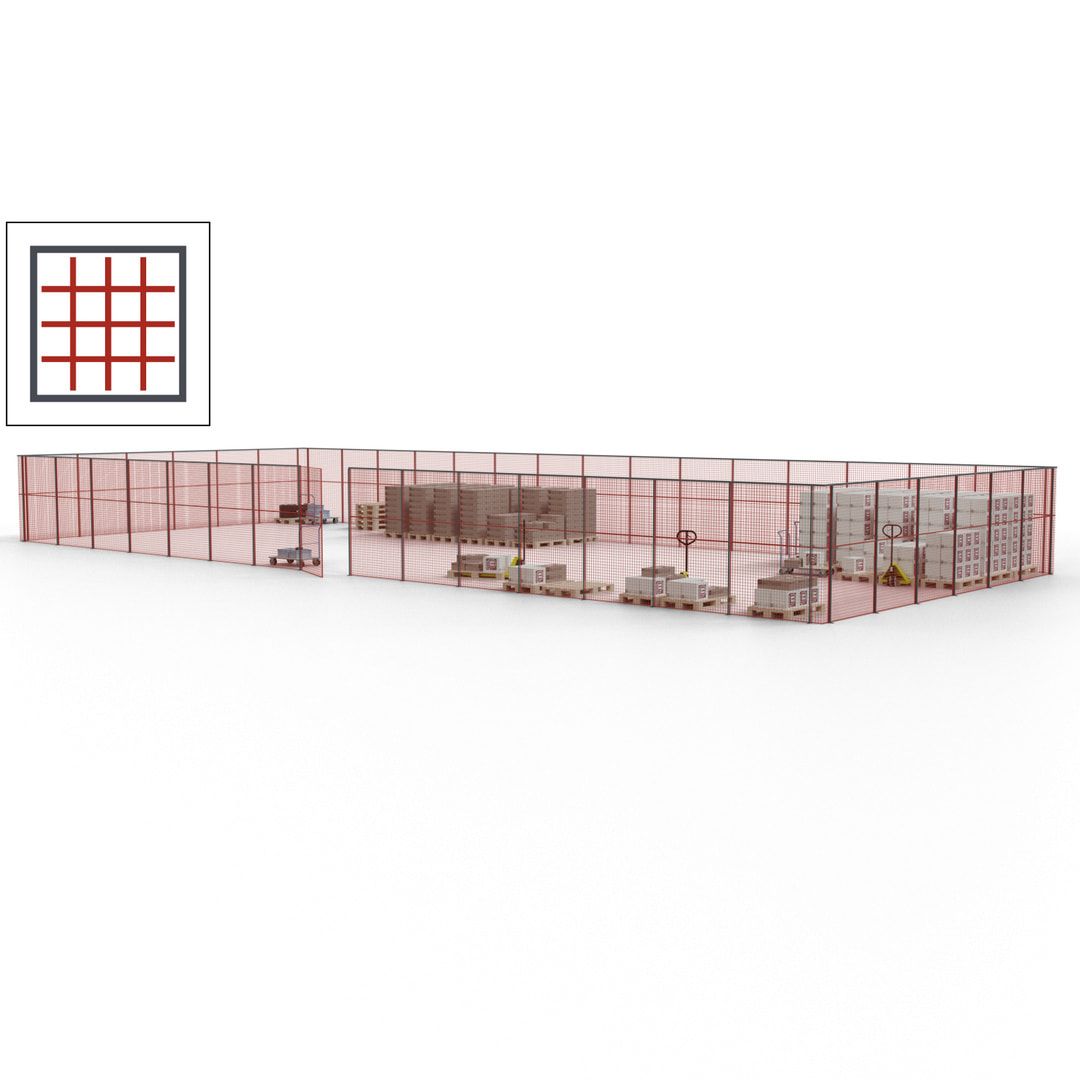 Maschinen Schutzgitter - Hallentrennwand - Sicherheitszaun - Tür - 63 m - 2.200 x 22.900 x 9.400 mm (HxBxT) - enzianblau
