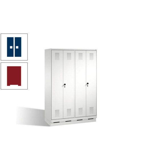 Doppel-Spind, Doppeltüren, Garderobenschrank mit Sockel, 4 Abteile a 300 mm, Korpus anthrazitgrau, Tür anthrazitgrau, 1.800 x 1.200 x 500 mm (HxBxT)