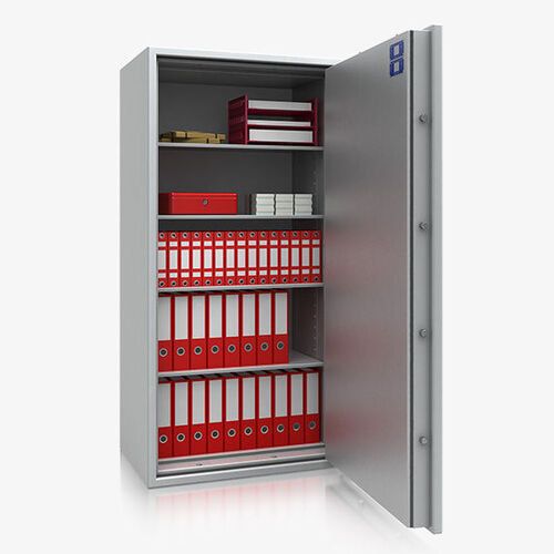 Dokumententresor, Geldschrank, Safe, VdS Klasse 2, 60 Minuten feuerfest, Türen 1-flügelig, 1.589 x 892 x 497 mm (HxBxT), Farbe lichtgrau (RAL 7035)