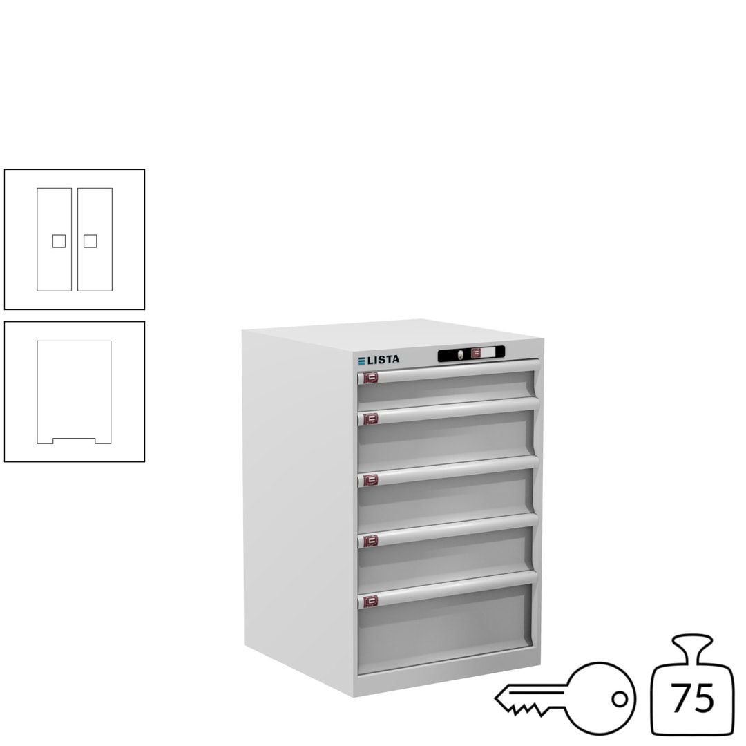 Lista Schubladenschrank - 14.256.010 - 850x564x572 mm (HxBxT) - 5 Schubladen - 75 kg - Key Lock - lichtblau (RAL 5012)