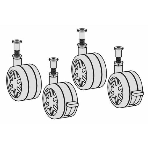 Ersatzrollen-Set für Caddy, 4 Rollen, je 2x mit/ohne Feststeller, Nutzlast 70kg, schwarz