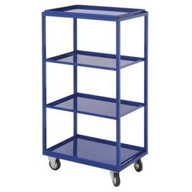 Kommissionierwagen für Sichtlagerkästen, Traglast 230 kg, Ladefläche 480 x 645 mm, 4 Etagen, Farbe enzianblau, Ausführung wählbar