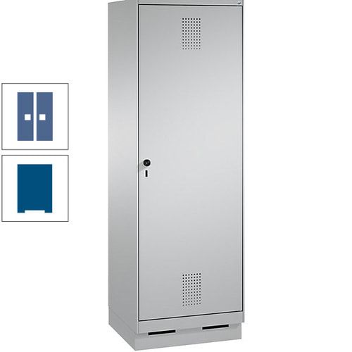 Doppel-Spind, Garderobenschrank, 1 Tür für 2 Abteile a 300 mm, Korpus anthrazitgrau, Türen anthrazitgrau, 1.800 x 600 x 500 mm (HxBxT)
