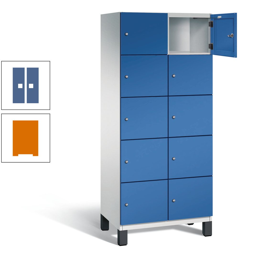 Fächerschrank, Stahlschrank, 10 Fächer, Türöffnungsbegrenzer, Füße, 1.980 x 800 x 525 mm (HxBxT), Korpus anthrazitgrau, Front anthrazitgrau